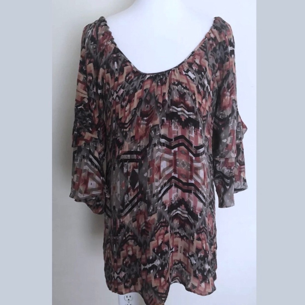 Parker Printed Silk Tunic Top Small